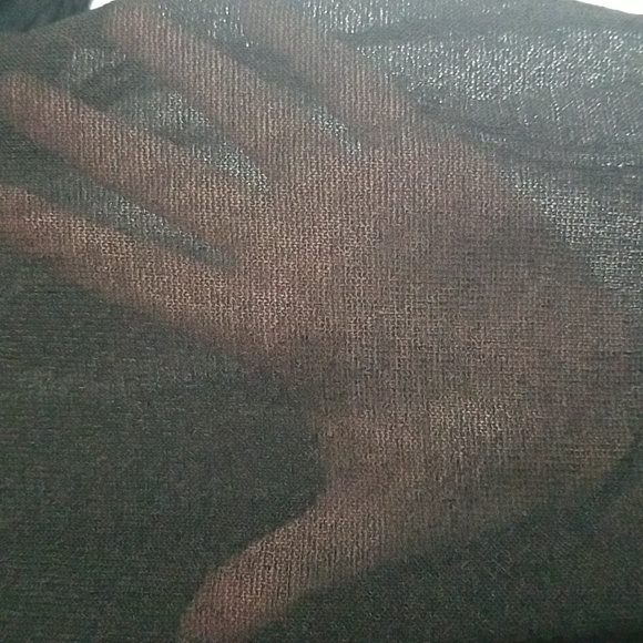 Black crop top (see-through) with knit sleeves and hem - Picture 3 of 4